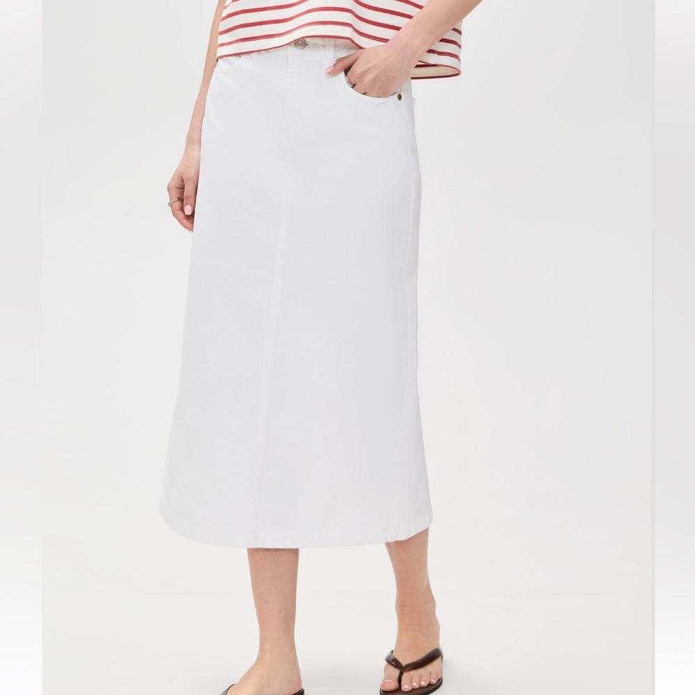 Alex Mill White Denim Midi Skirt Organic Cotton Size 27